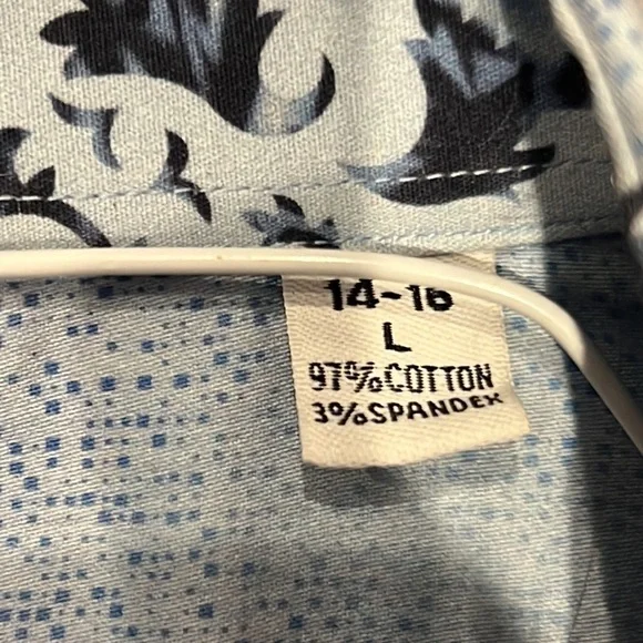 Robert Graham Boys Blue Button Down Shirt Size Large 14-16